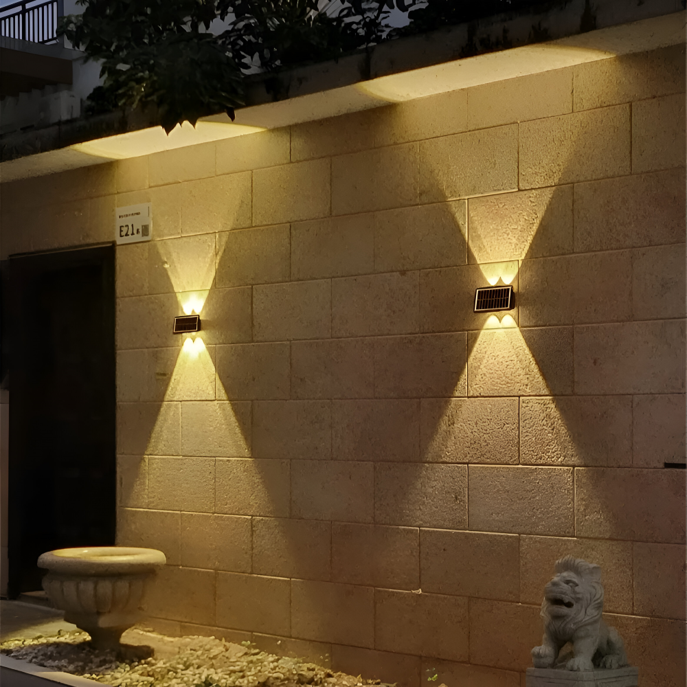 DualLit Gartenbeleuchtung - Wasserdichte LED Solarlampe Garten - Up & Down Außenbeleuchtung