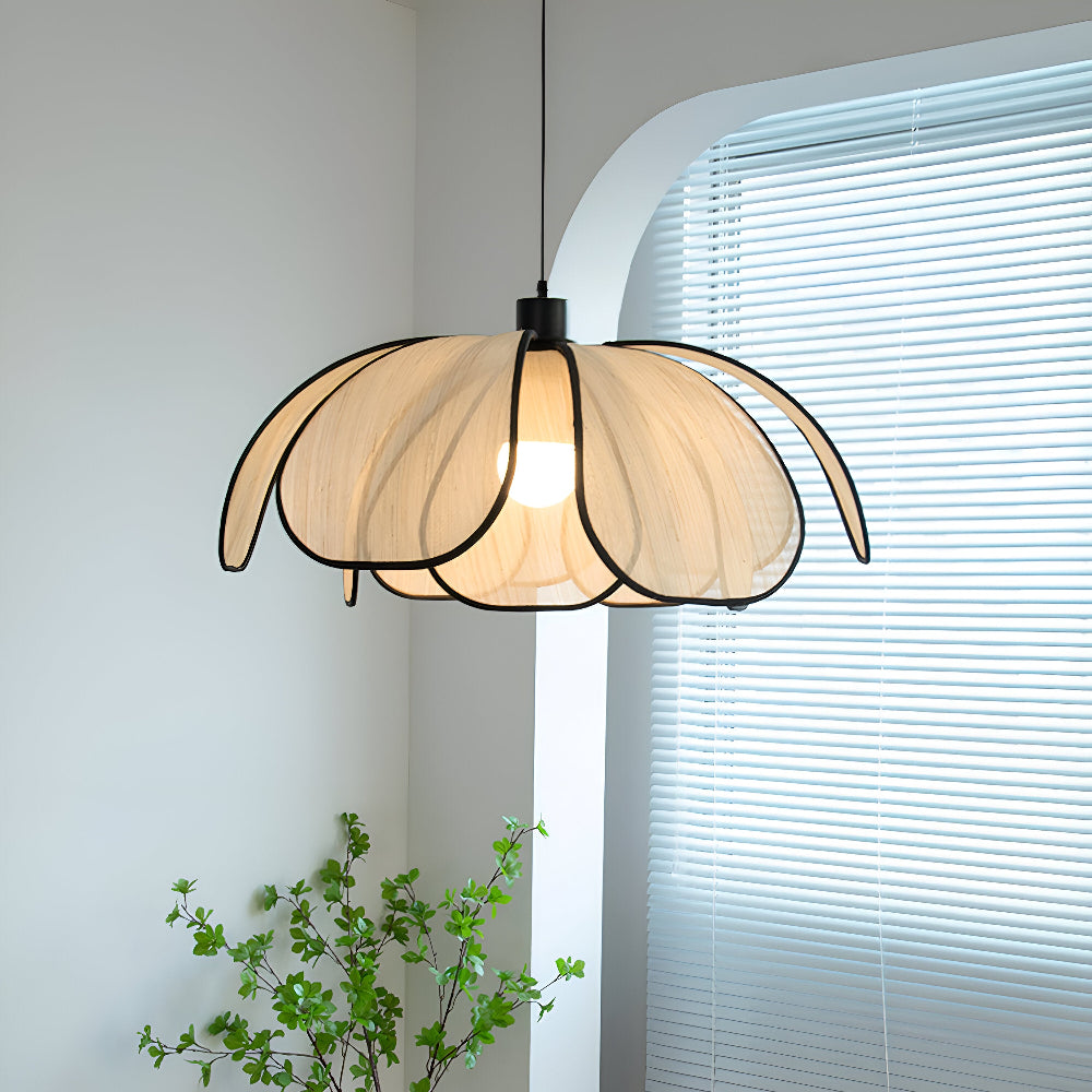 Elegante Schwarze und Natürliche Wicker Pendelleuchte mit Wabi Sabi Design für Einzigartige Wohnkultur