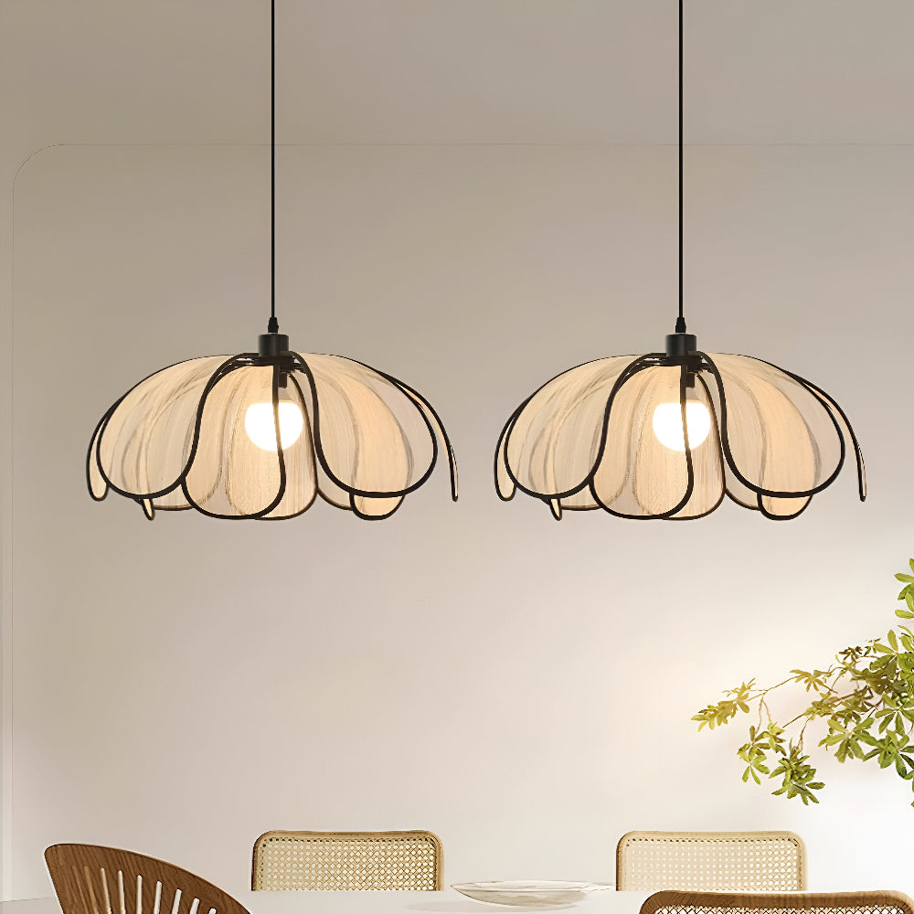 Elegante Schwarze und Natürliche Wicker Pendelleuchte mit Wabi Sabi Design für Einzigartige Wohnkultur