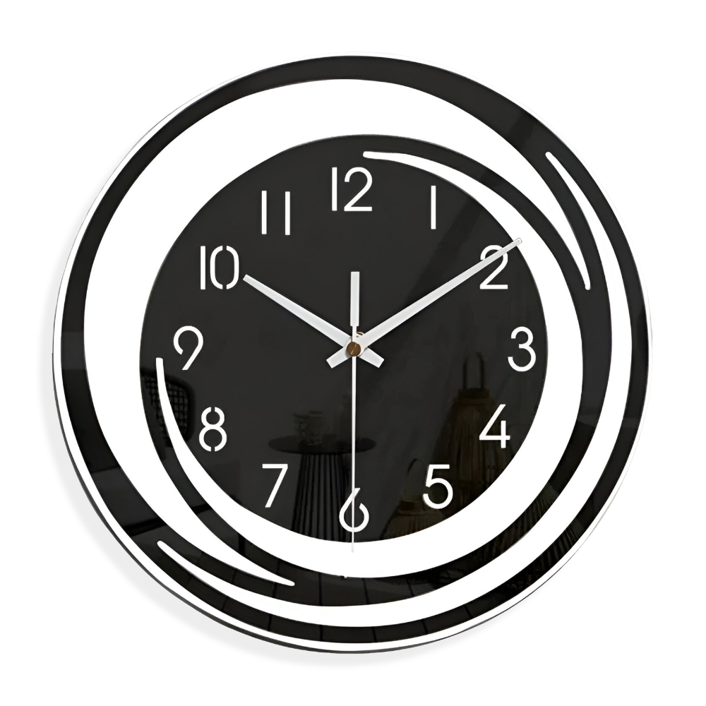 Elegante Schwarze Acryl Wanduhr - Modernes Skandinavisches Design für Minimalistischen Wohnstil