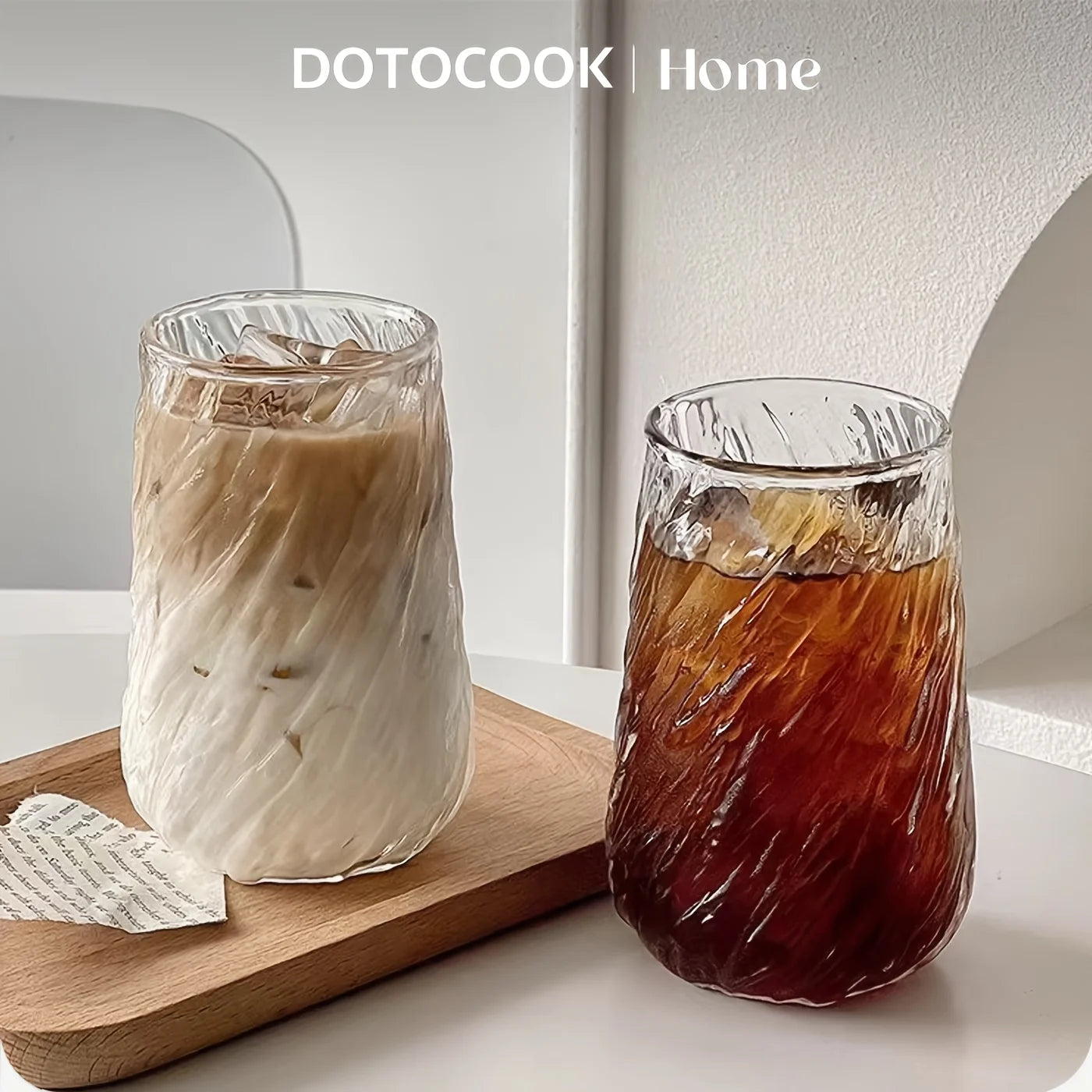 Elegante Transparente Glastasse - 400 ml Streifen Design für Kaffee und Tee 6