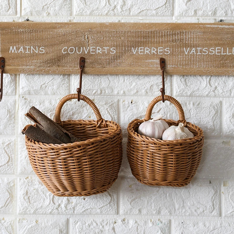 Eleganter Handgewebter Wandkorb - Hochwertiges PP-Material für Blumen und Obst, Größe S 1