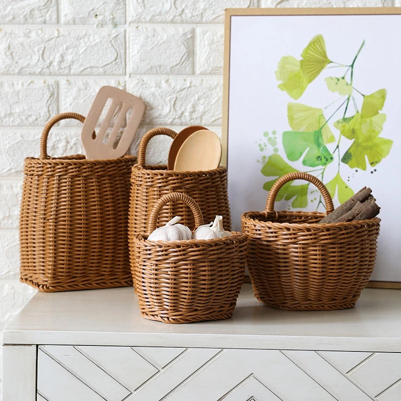 Eleganter Handgewebter Wandkorb - Hochwertiges PP-Material für Blumen und Obst, Größe S 2