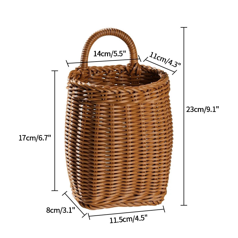 Eleganter Handgewebter Wandkorb - Hochwertiges PP-Material für Blumen und Obst, Größe S 9