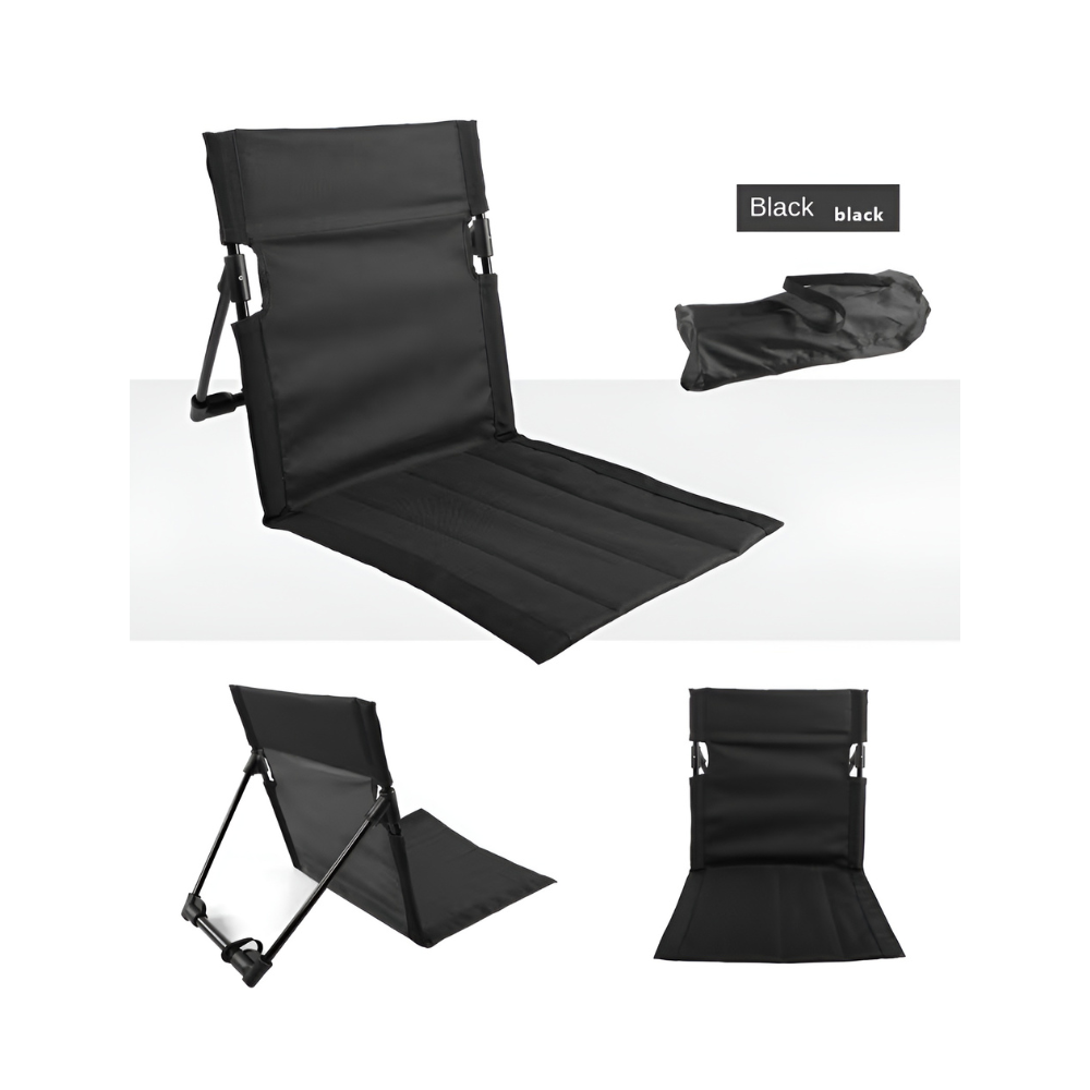 Eleganter Klappstuhl - Leichtes Aluminium mit Kissen in Schwarz für Garten und Camping