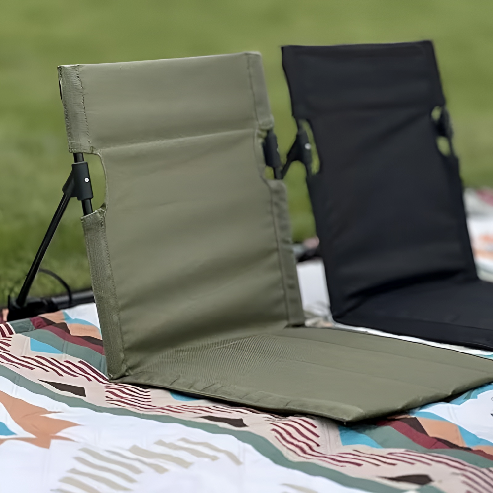 Eleganter Klappstuhl - Leichtes Aluminium mit Kissen in Schwarz für Garten und Camping
