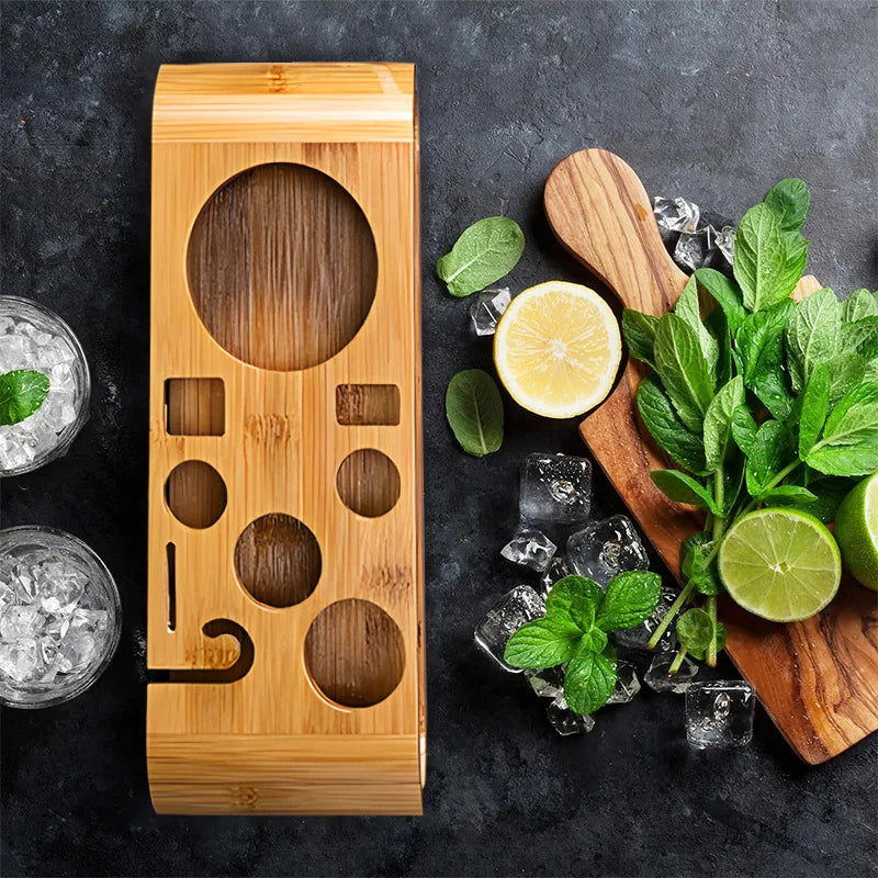 Elegantes 10-teilige Cocktailset - Robuste Edelstahl- und Bambuskombination für stilvolle Hausbars 4