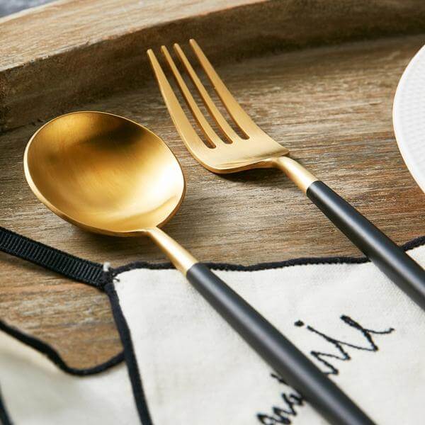 Elegantes 24-teilige Besteckset - Schwarzgold Edelstahl für Stilvolle Anlässe 7