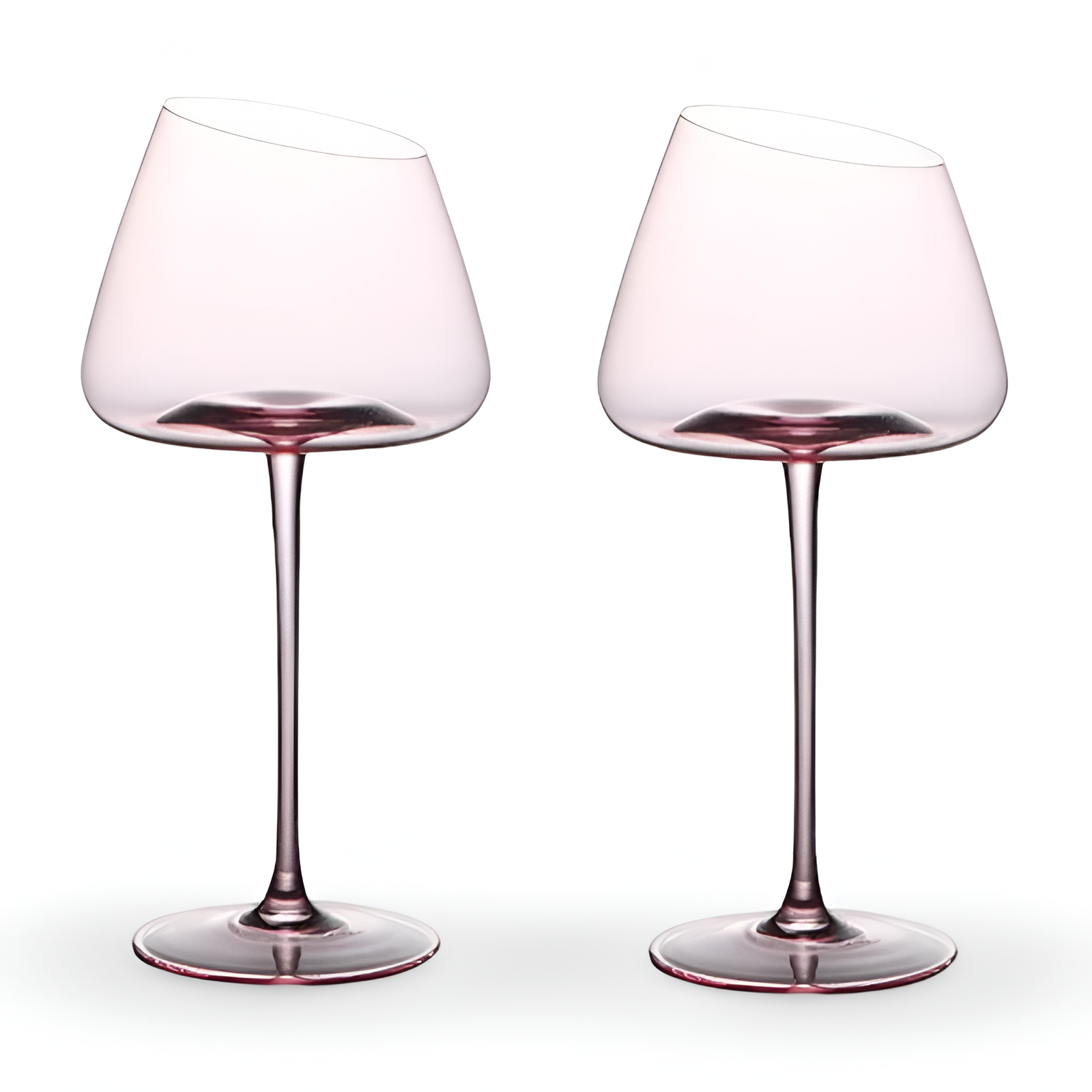 Elegantes 2er Set Rosa Kristall-Weingläser - Handgeblasen mit Kreativem Design für Festliche Anlässe