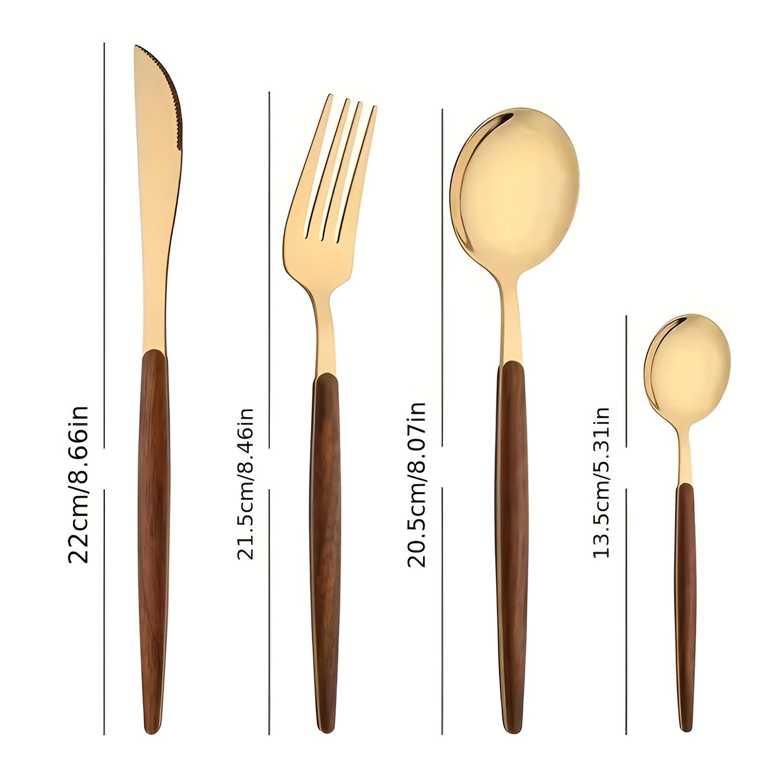Elegantes 5-Teiliges Besteckset - Ergonomischer Holzgriff & Edelstahl für Stilvolle Mahlzeiten