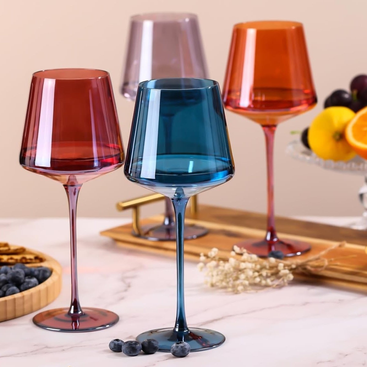 Elegantes 6-Teiliges Weingläser Set - Handgefertigte Regenbogenfarben für Stilvolle Anlässe