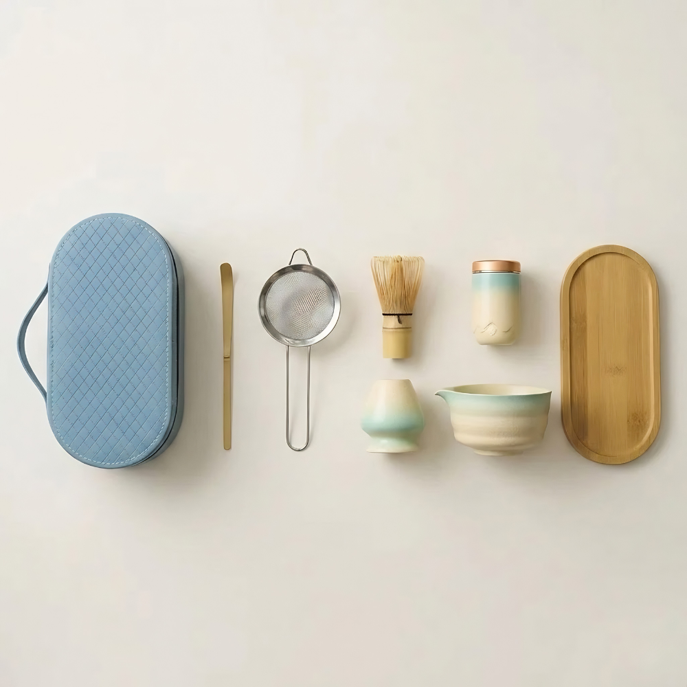 Elegantes Matcha Starter Set - Kompakte Reiseausstattung mit Zeremoniellem Matcha für Unterwegs