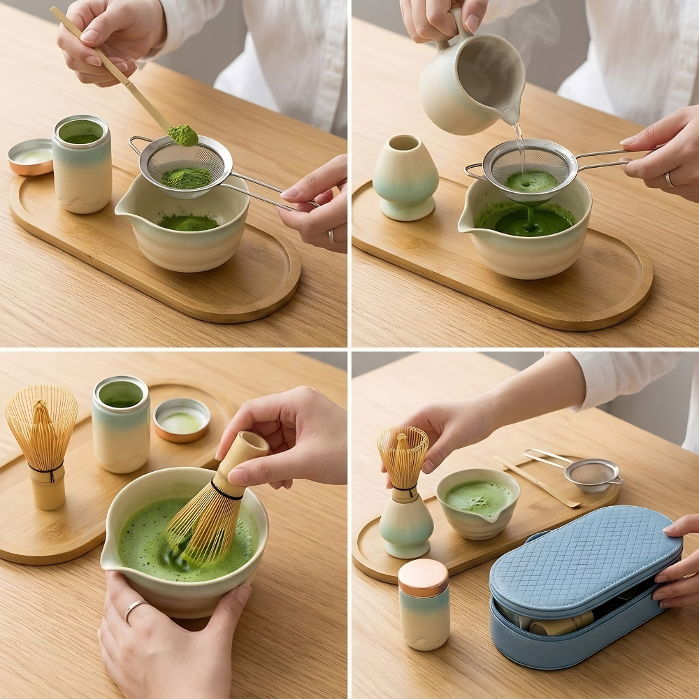 Elegantes Matcha Starter Set - Kompakte Reiseausstattung mit Zeremoniellem Matcha für Unterwegs