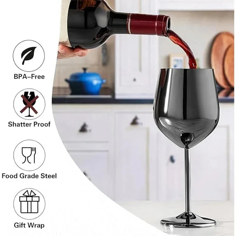 Elegantes Roségold Edelstahl Weinglas - 500 ml Langlebiger Metallbecher für Rotwein und Champagner 3