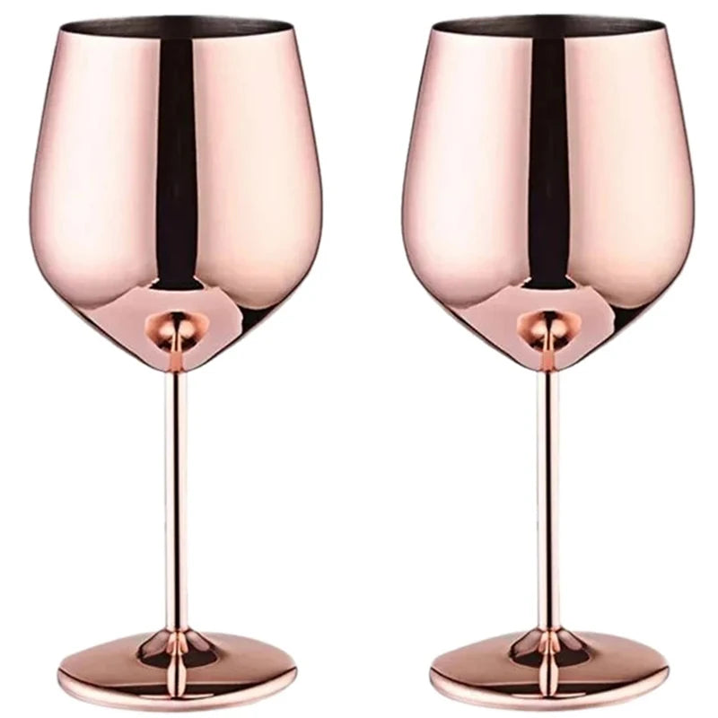 Elegantes Roségold Edelstahl Weinglas - 500 ml Langlebiger Metallbecher für Rotwein und Champagner 8