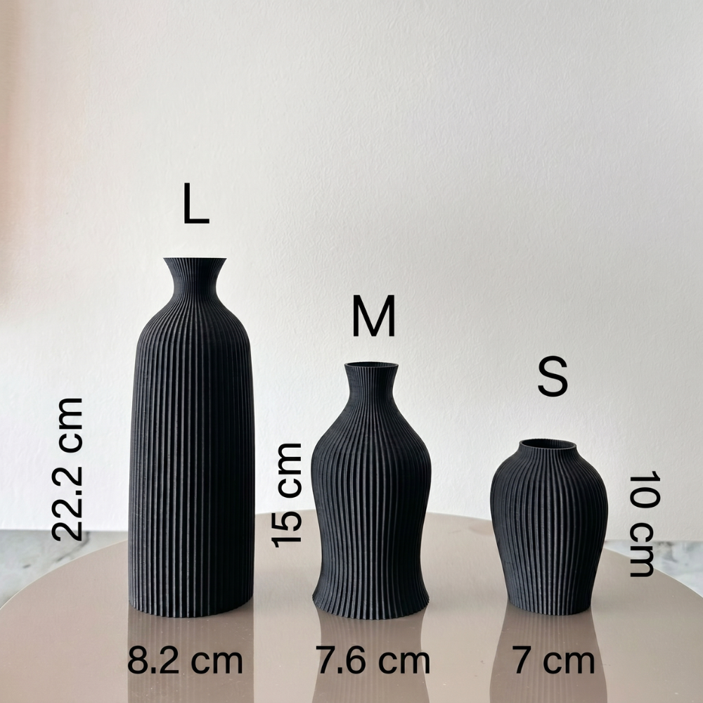 Elegantes Vasen Set 3-teilig - Künstlerischer Kunststoff in Stilvollen Farben für Wohn- und Bürodécor