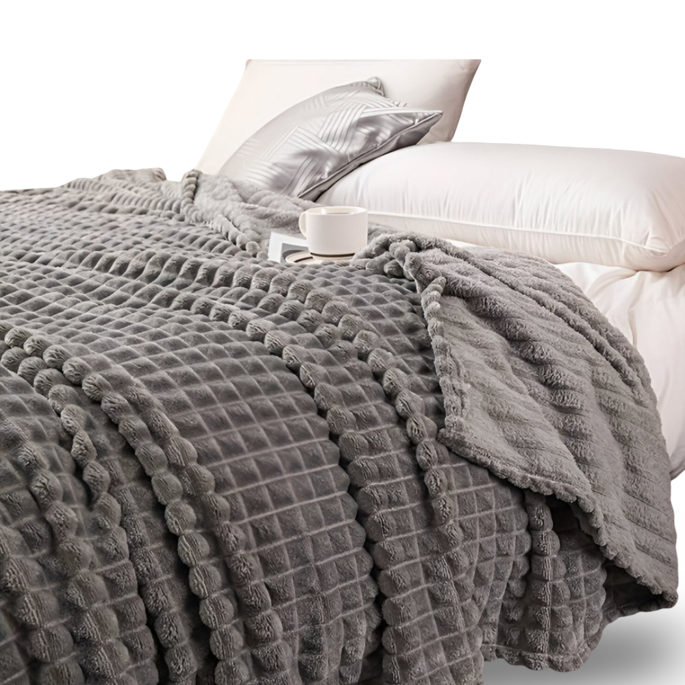 EliteWave Plaid - Ultraflauschige Strukturierte Korallfarbene Fleece Decke
