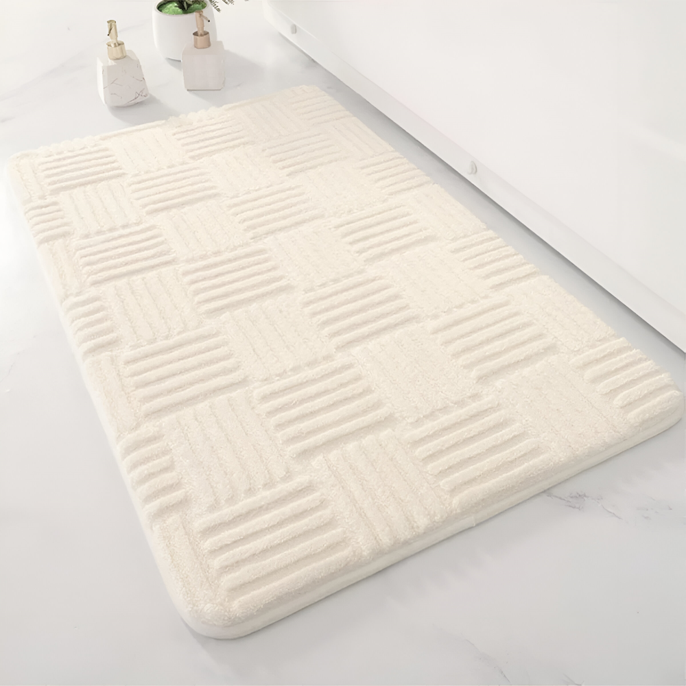 Extra Dicke Rutschfeste Badematte mit Gestreiftem Design - Weich und Hoch Absorbierend für das Badezimmer