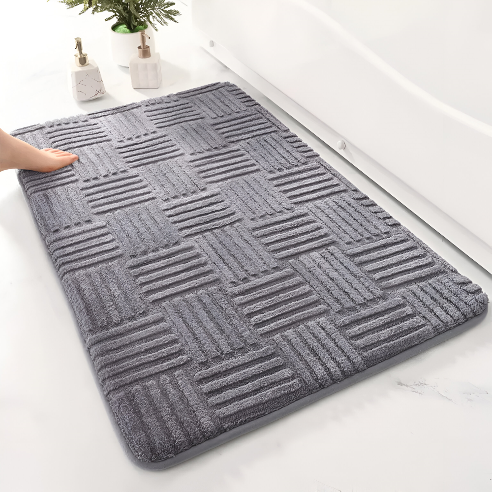 Extra Dicke Rutschfeste Badematte mit Gestreiftem Design - Weich und Hoch Absorbierend für das Badezimmer