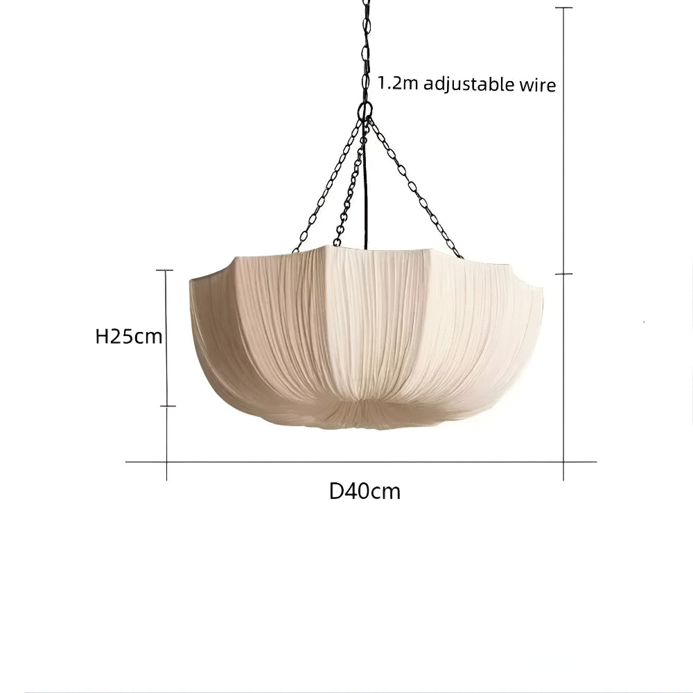 Stoff Wabi-Sabi Stil Pendelleuchte - Rustikale Gewellte Schalenform Hängelampe
