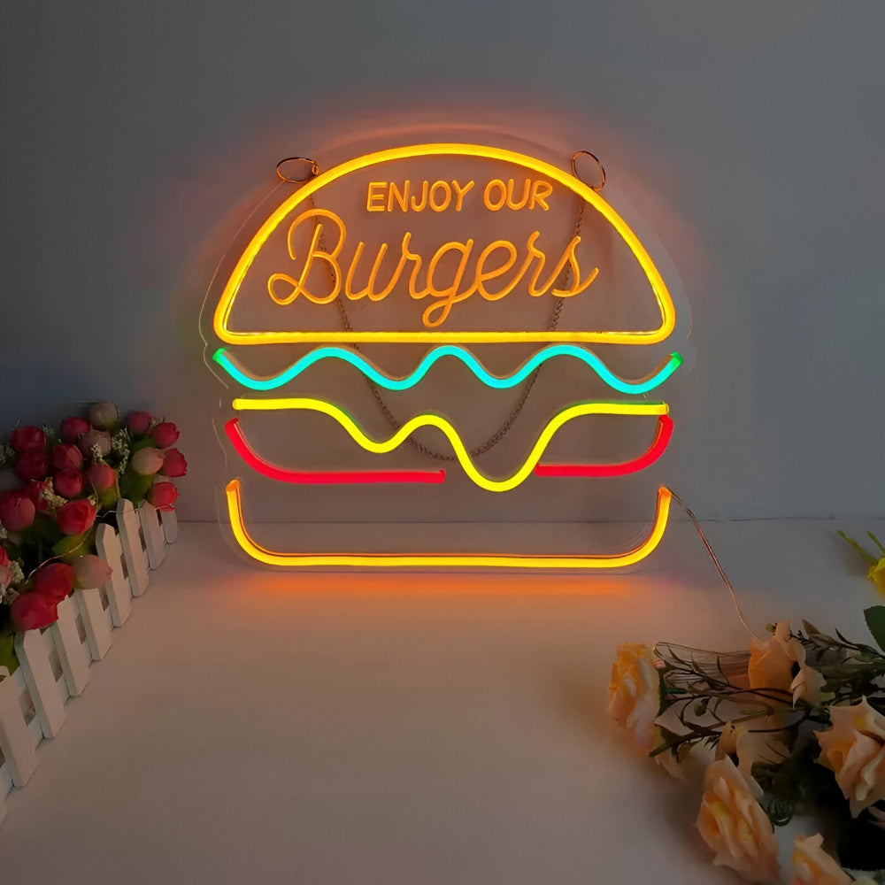 Fastfood Neon Sign - Buntes Fast Food Schild
