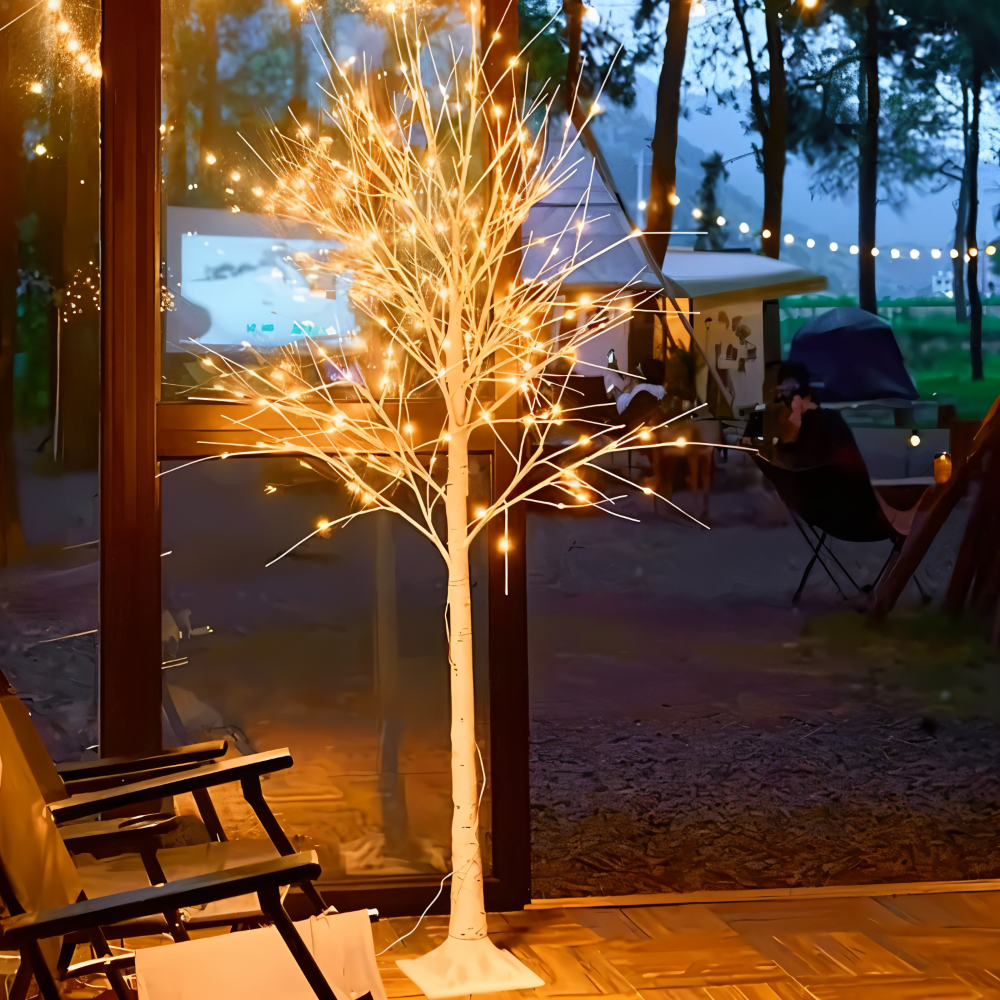 Faux Weihnachtsbaum - 132 LED Beleuchteter Birkenbaum - USB Betriebene Stehlampe