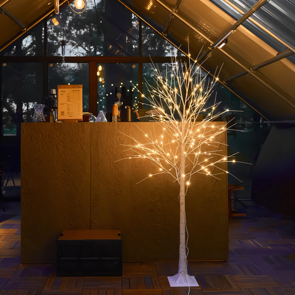 Faux Weihnachtsbaum - 132 LED Beleuchteter Birkenbaum - USB Betriebene Stehlampe