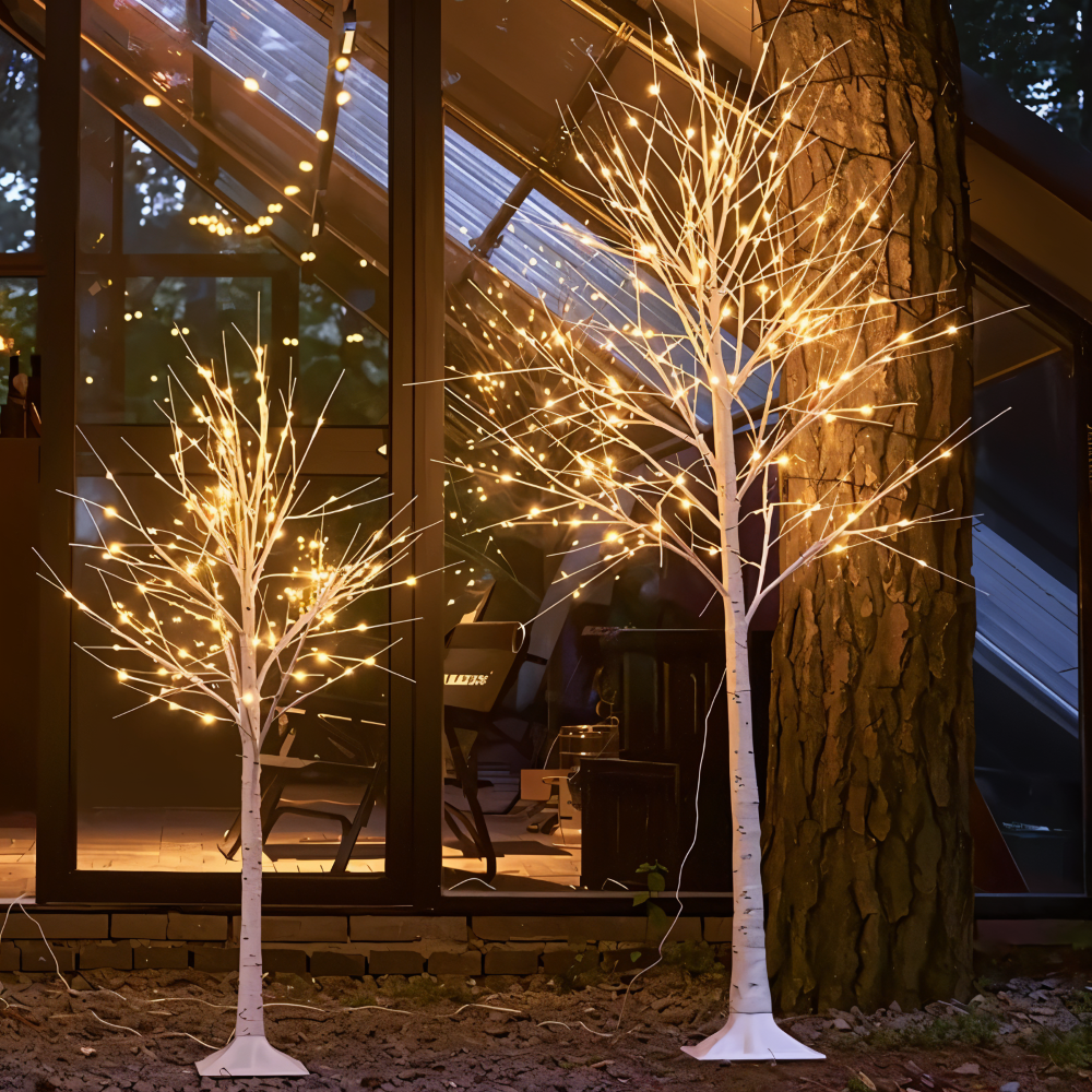 Faux Weihnachtsbaum - 132 LED Beleuchteter Birkenbaum - USB Betriebene Stehlampe