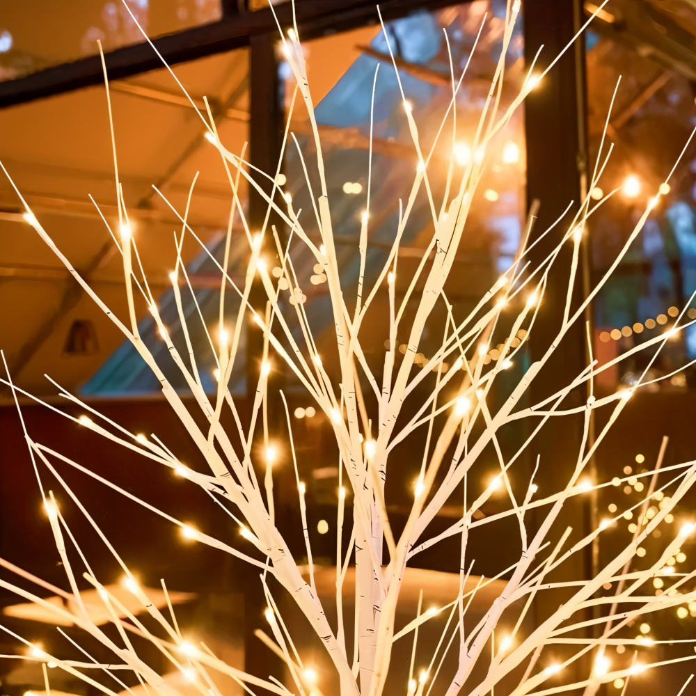 Faux Weihnachtsbaum - 132 LED Beleuchteter Birkenbaum - USB Betriebene Stehlampe