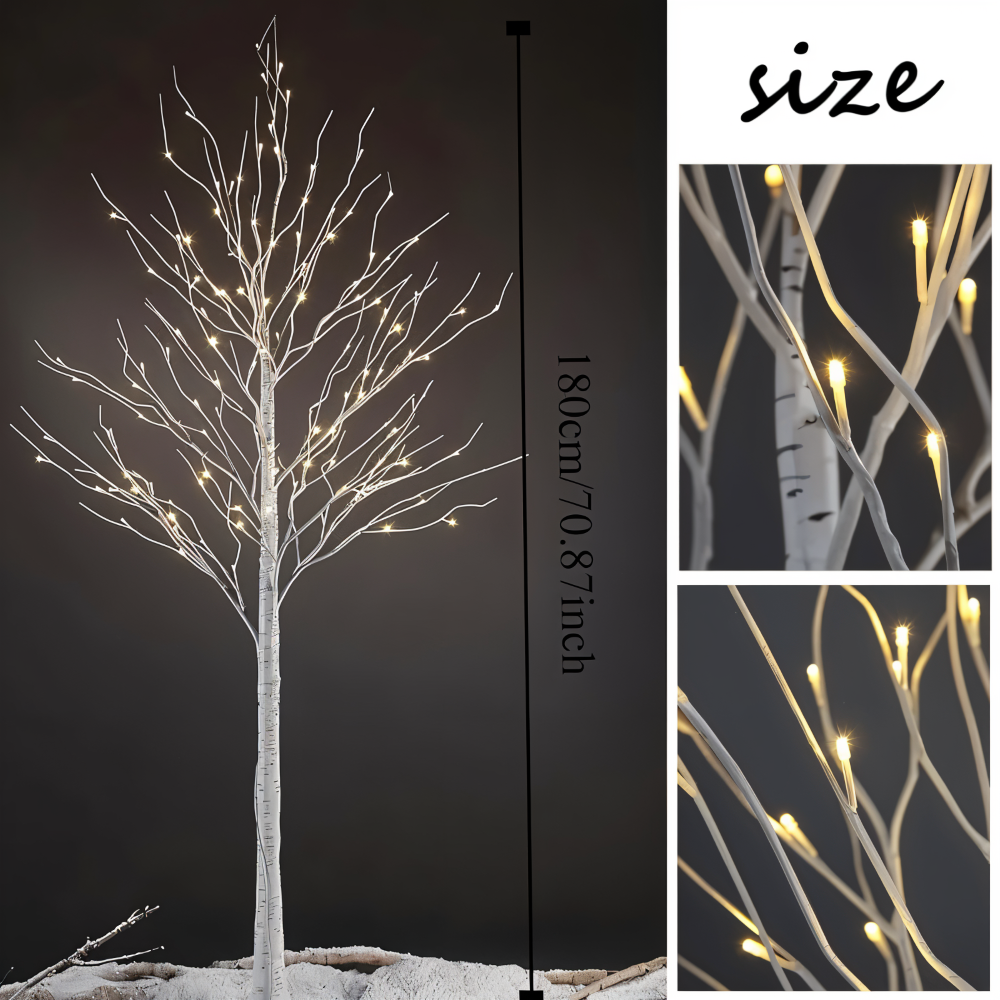 Faux Weihnachtsbaum - 132 LED Beleuchteter Birkenbaum - USB Betriebene Stehlampe
