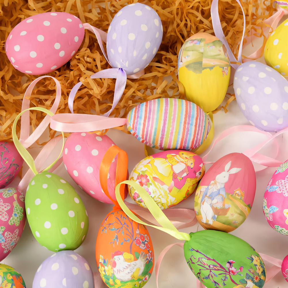 Faux Ostereier - 12pcs Bunte Künstliche Eier Hängende Osterdeko