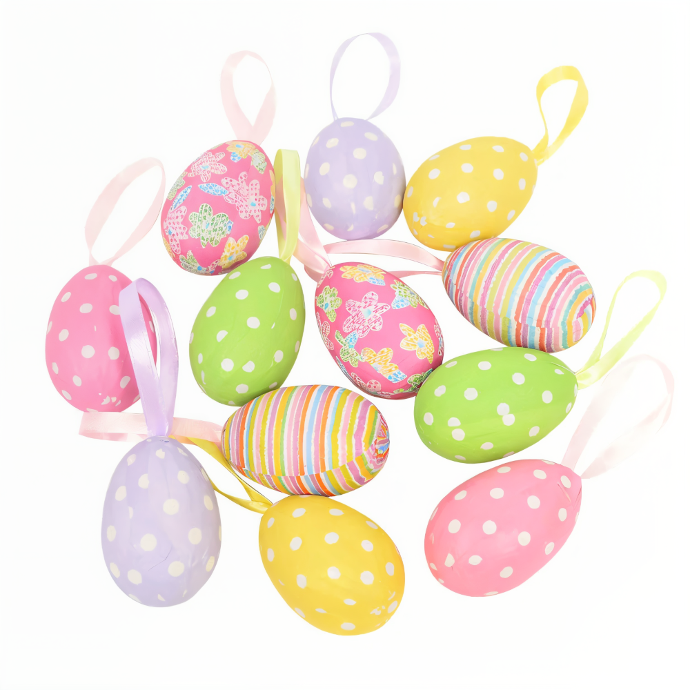 Faux Ostereier - 12pcs Bunte Künstliche Eier Hängende Osterdeko