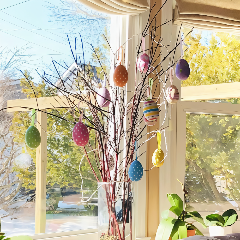 Faux Ostereier - 12pcs Bunte Künstliche Eier Hängende Osterdeko