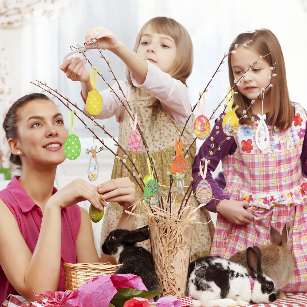 Faux Ostereier - 12pcs Bunte Künstliche Eier Hängende Osterdeko