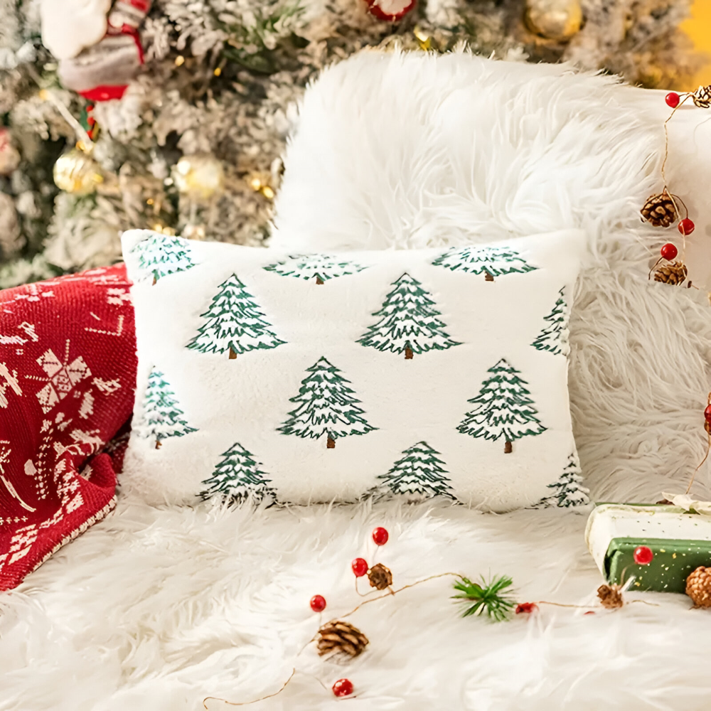 Festliche Weiße und Grüne Dekorative Kissenbezüge