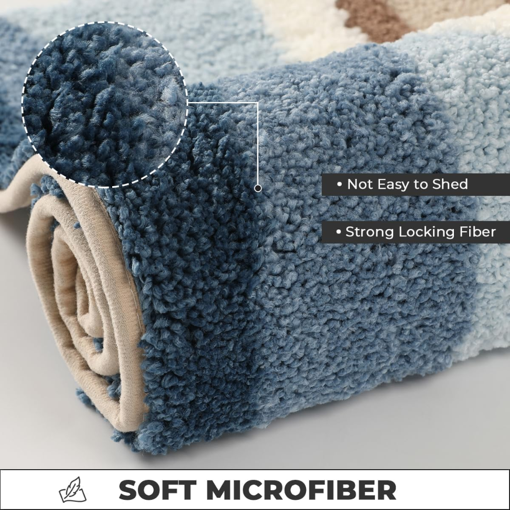 Flauschige Badematte Rutschfest – Saugstarker Badteppich mit Meer & Strand Design für Modernes Bad