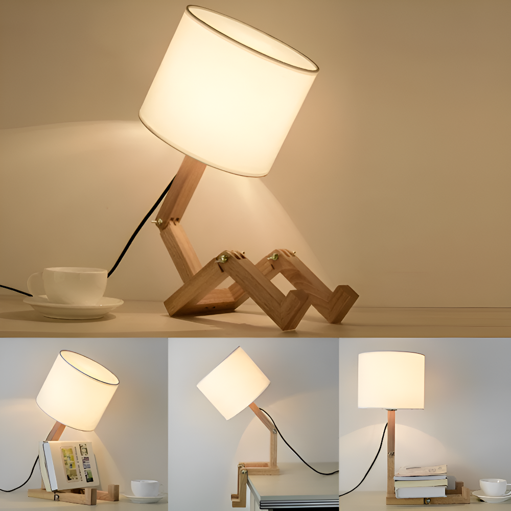 Flexible WoodMan Lampe - Massivholz-Roboter-Schreibtischlampe