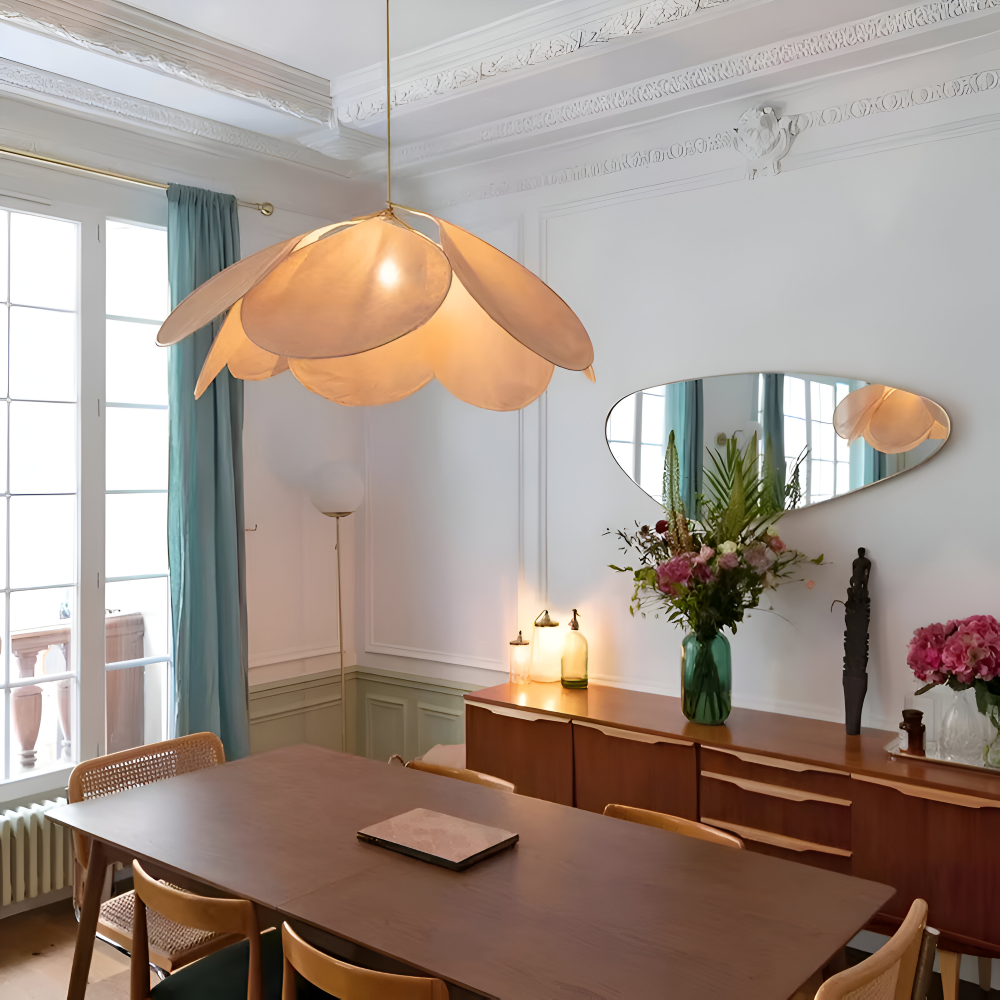 FloryVint Pendelleuchte - Vintage Blumen Design Stoff Hängelampe