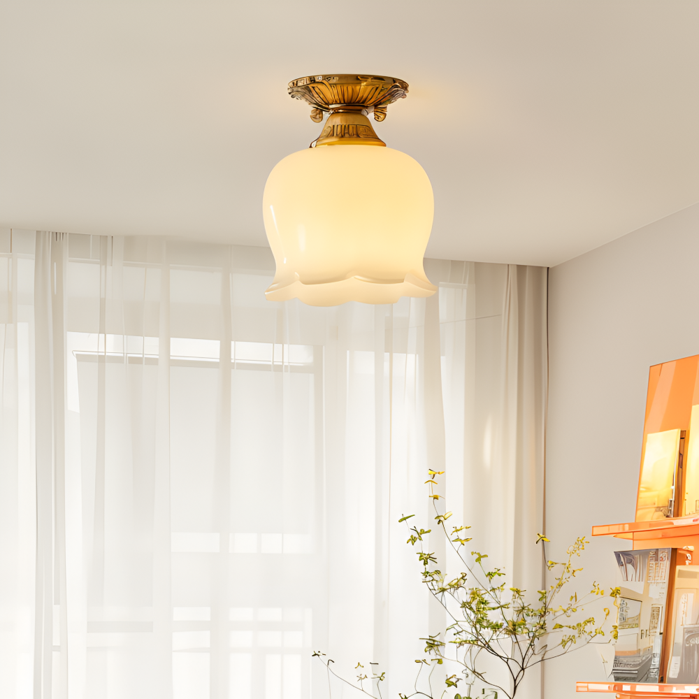 FlourishGlo Deckenleuchte - Dekorative Vintage Harz Blume geformt LED Deckenleuchte
