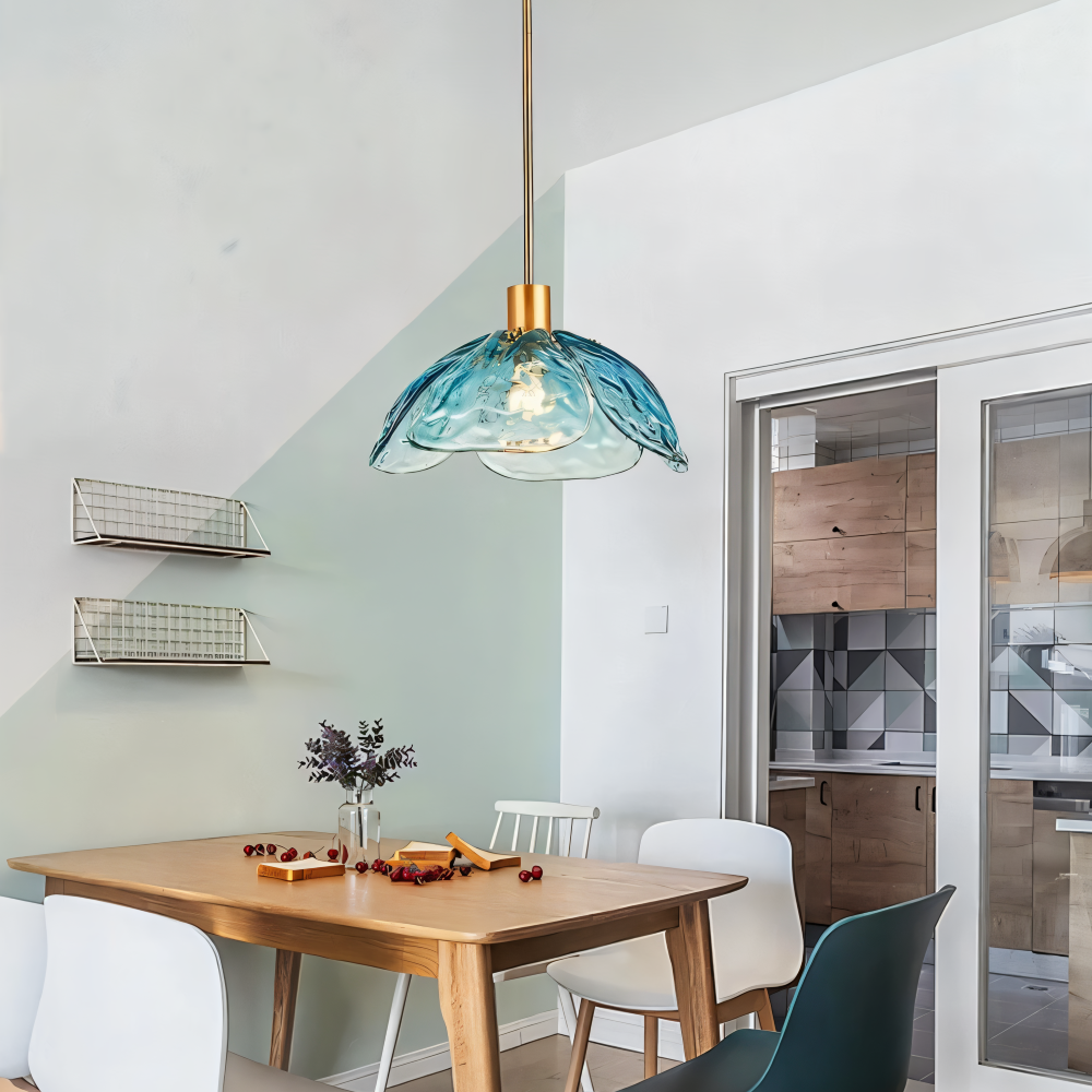 Blumen Gloss Pendelleuchte - Stilvolle Bunte Florale LED Hängelampe