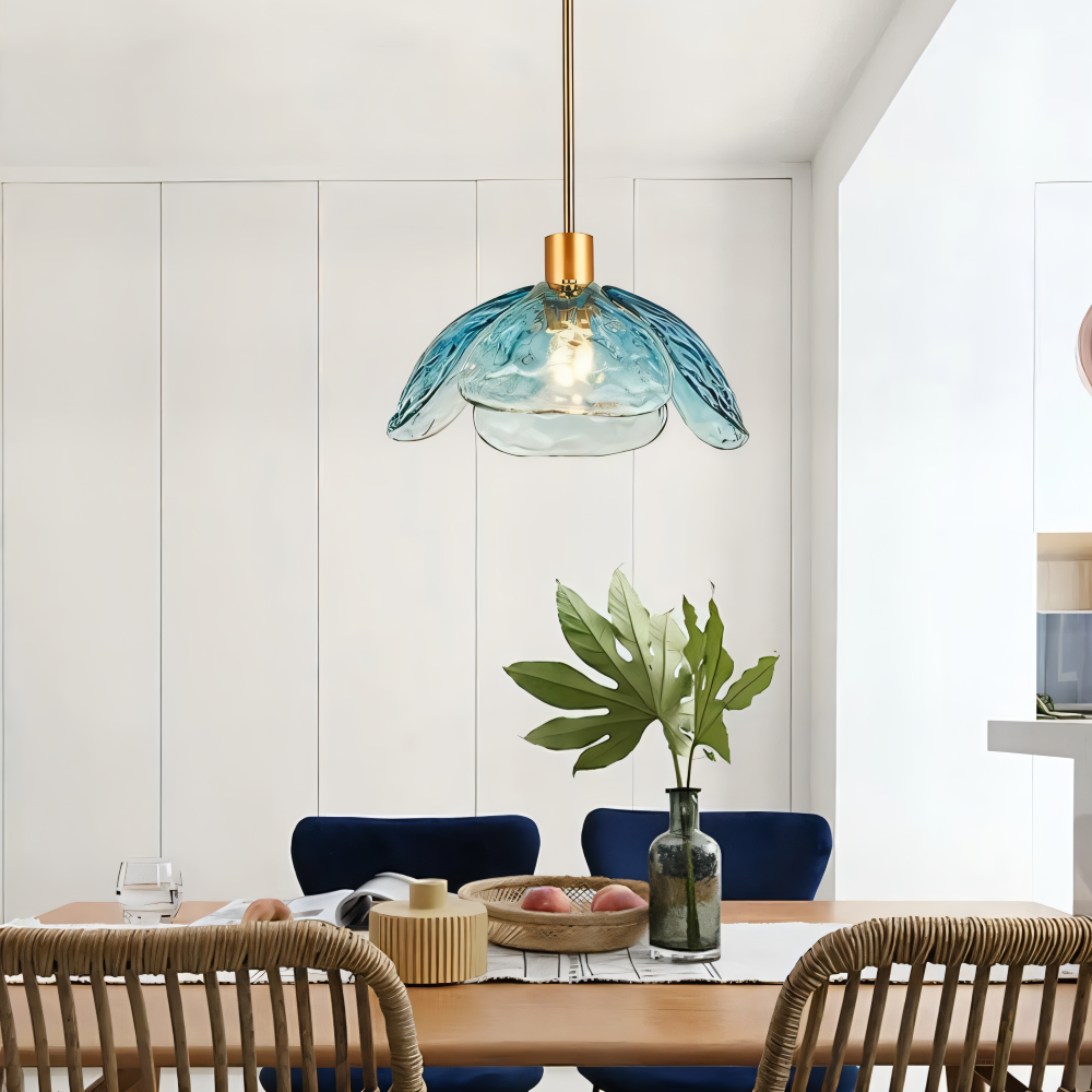 Blumen Gloss Pendelleuchte - Stilvolle Bunte Florale LED Hängelampe