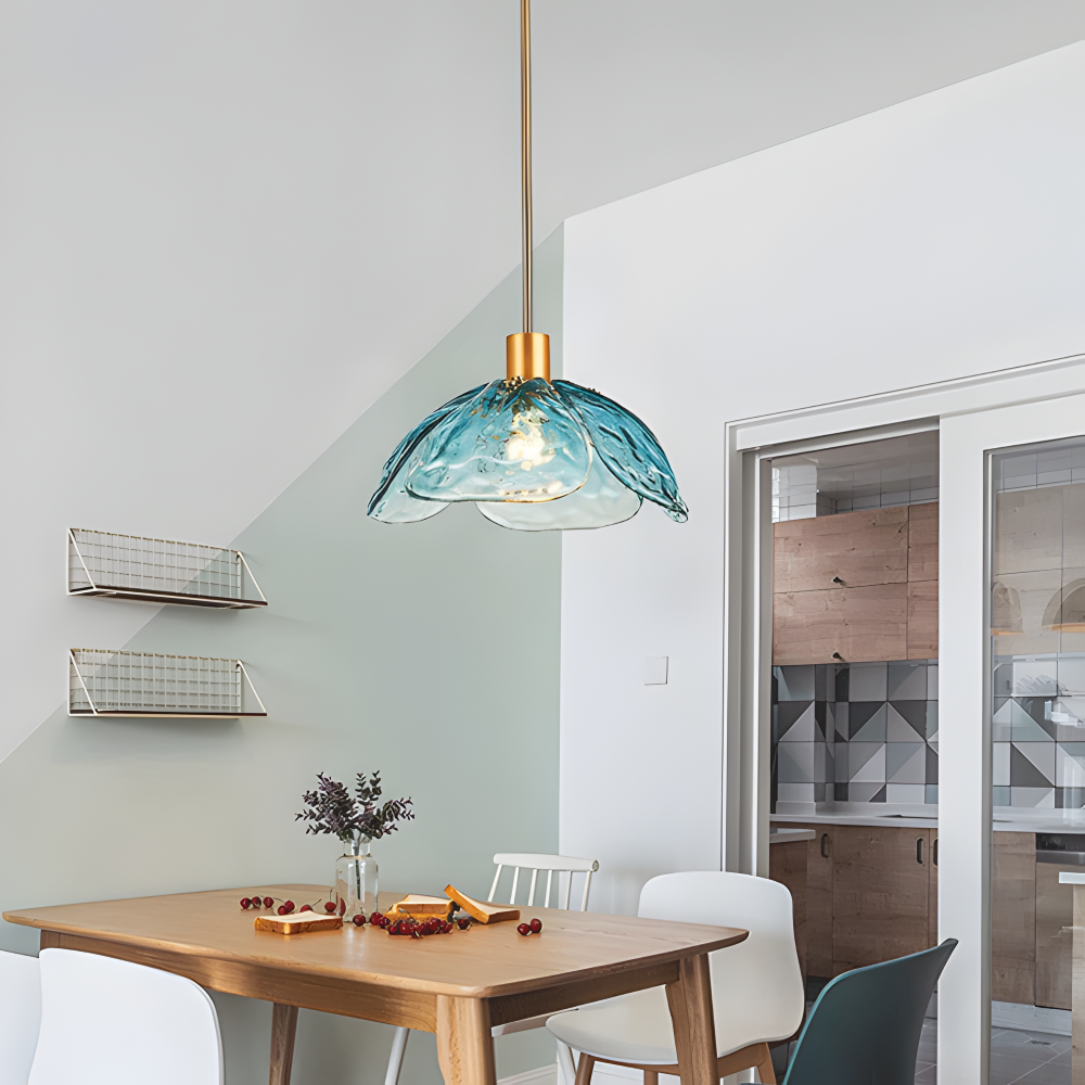 Blumen Gloss Pendelleuchte - Stilvolle Bunte Florale LED Hängelampe