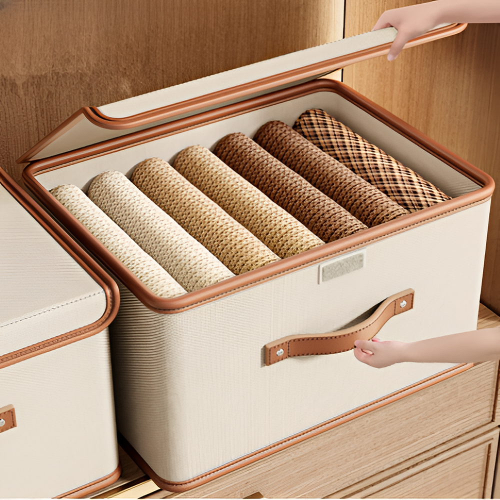 Faltbare Aufbewahrungsbox mit Deckel & Stahlrahmen – Kleiderschrank Organizer