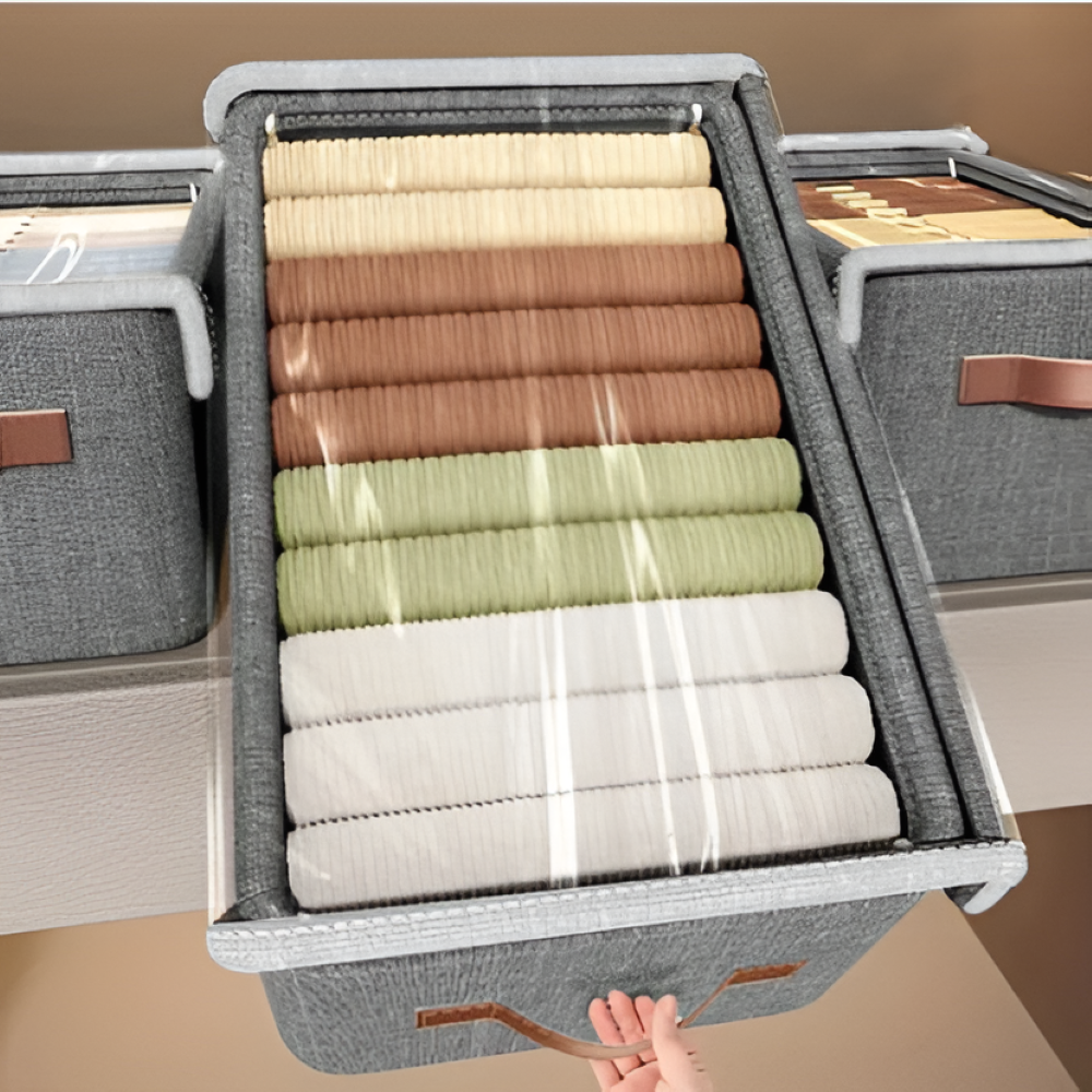 Faltbare Aufbewahrungsbox mit Deckel & Stahlrahmen – Kleiderschrank Organizer