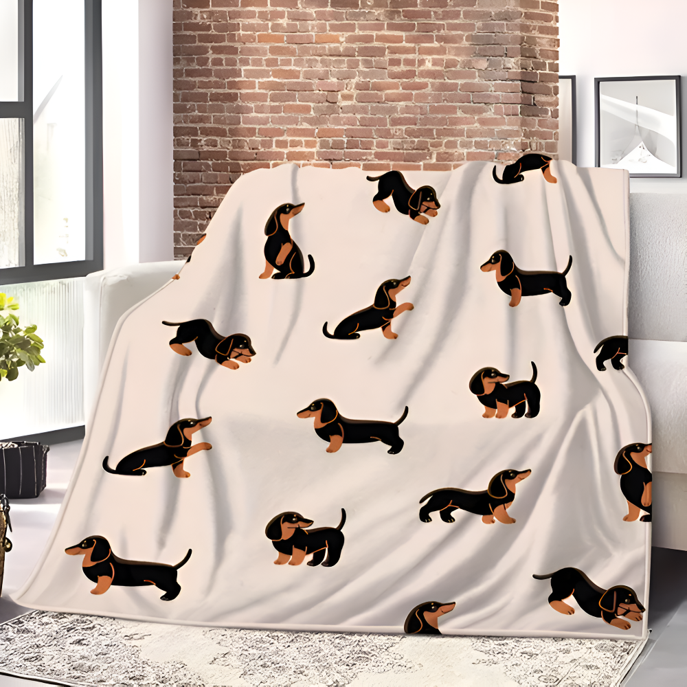 FuzziPup Plaid - Luxuriös Weiche Dackel Fleecedecke für Ganzjährigen Komfort