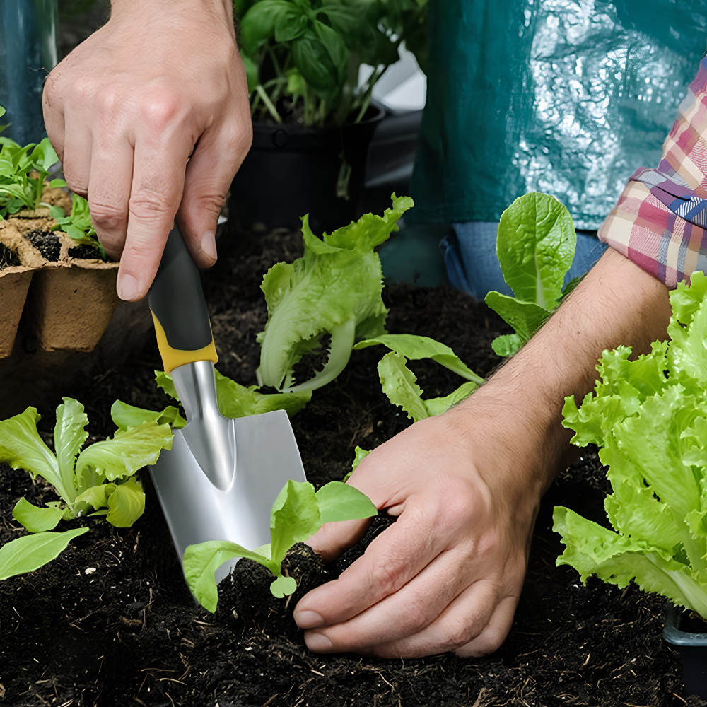 Gartenwerkzeug Set 5-teilig – Ergonomisches Garten Handwerkzeug mit Schaufel, Rechen, Hacke & Gartenschere