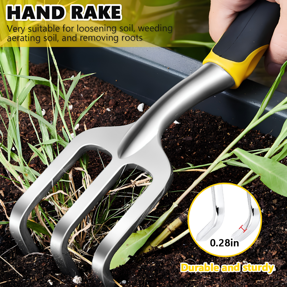 Gartenwerkzeug Set 5-teilig – Ergonomisches Garten Handwerkzeug mit Schaufel, Rechen, Hacke & Gartenschere