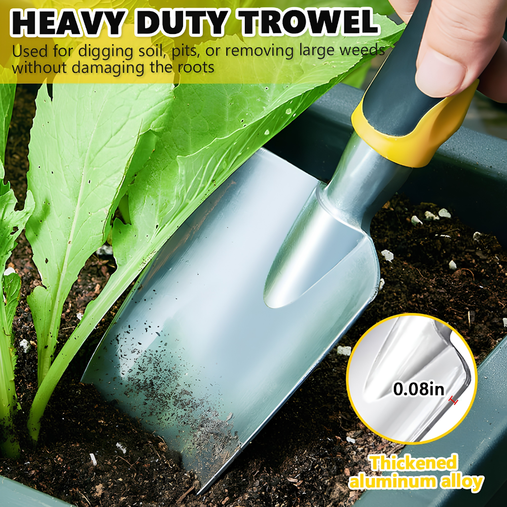 Gartenwerkzeug Set 5-teilig – Ergonomisches Garten Handwerkzeug mit Schaufel, Rechen, Hacke & Gartenschere