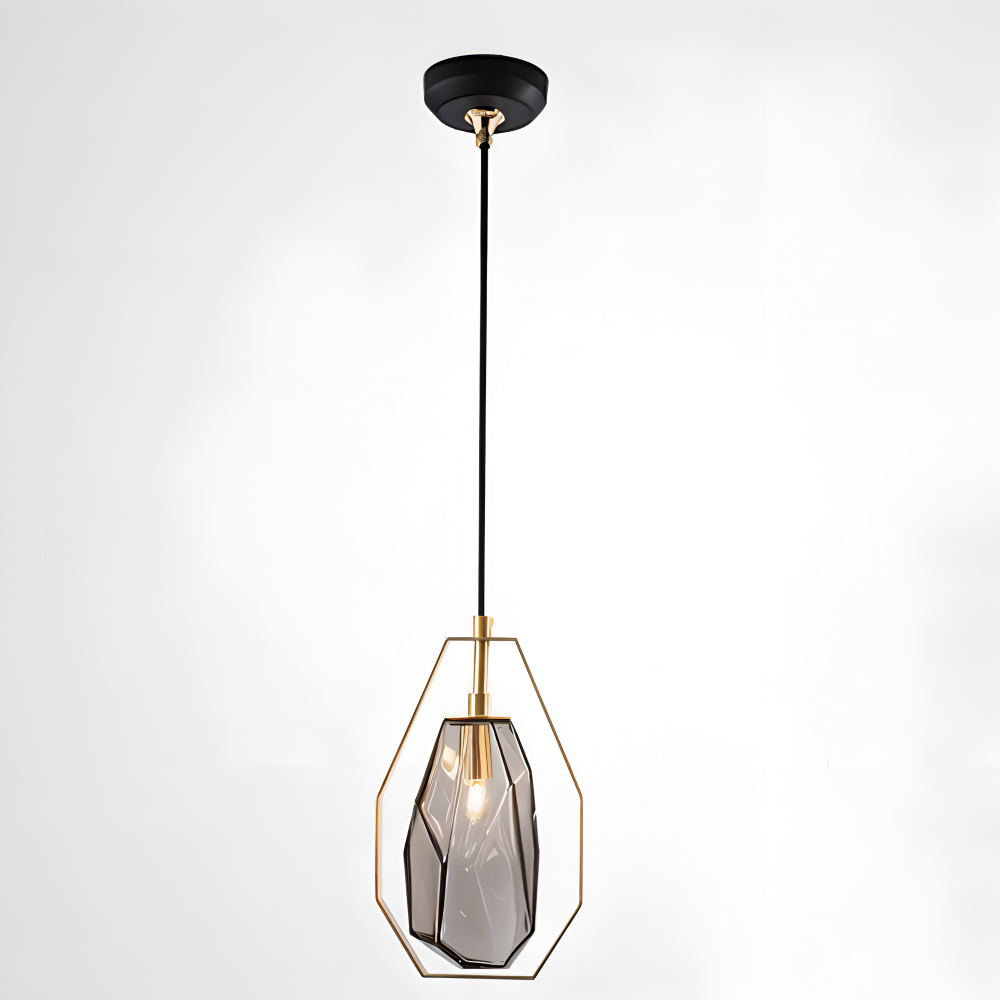 GemLit Pendelleuchte - Stilvolle Bernstein Grau Glas Hängelampe - Minimalistische Beleuchtung
