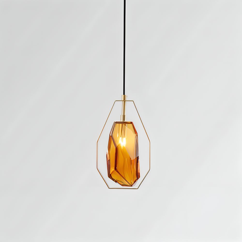 GemLit Pendelleuchte - Stilvolle Bernstein Grau Glas Hängelampe - Minimalistische Beleuchtung